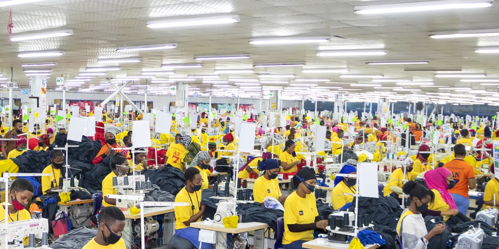 Garment manufacturing production floor at Red Earth Limited